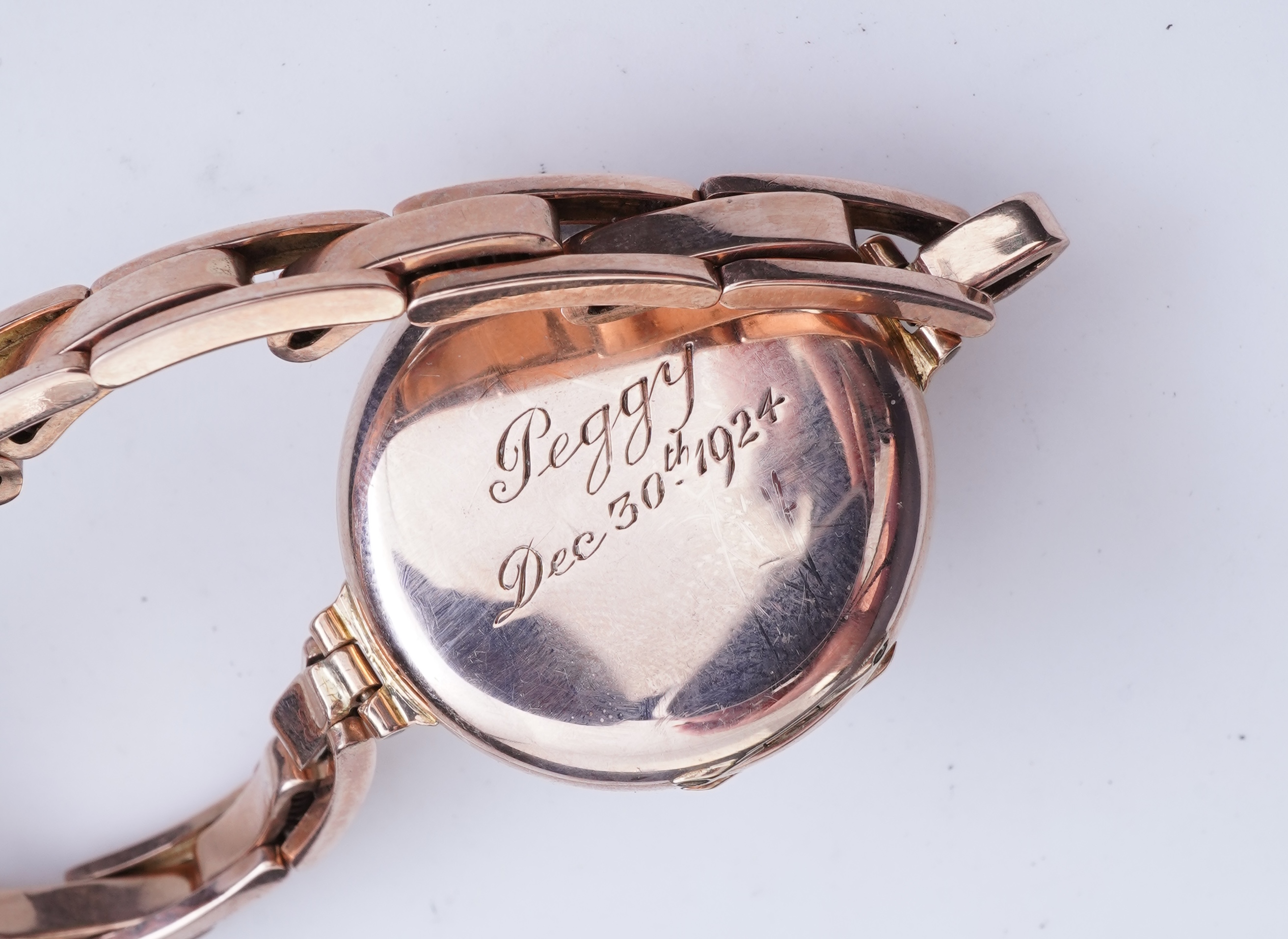 JW Benson, a lady's gold wristwatch, circa 1924